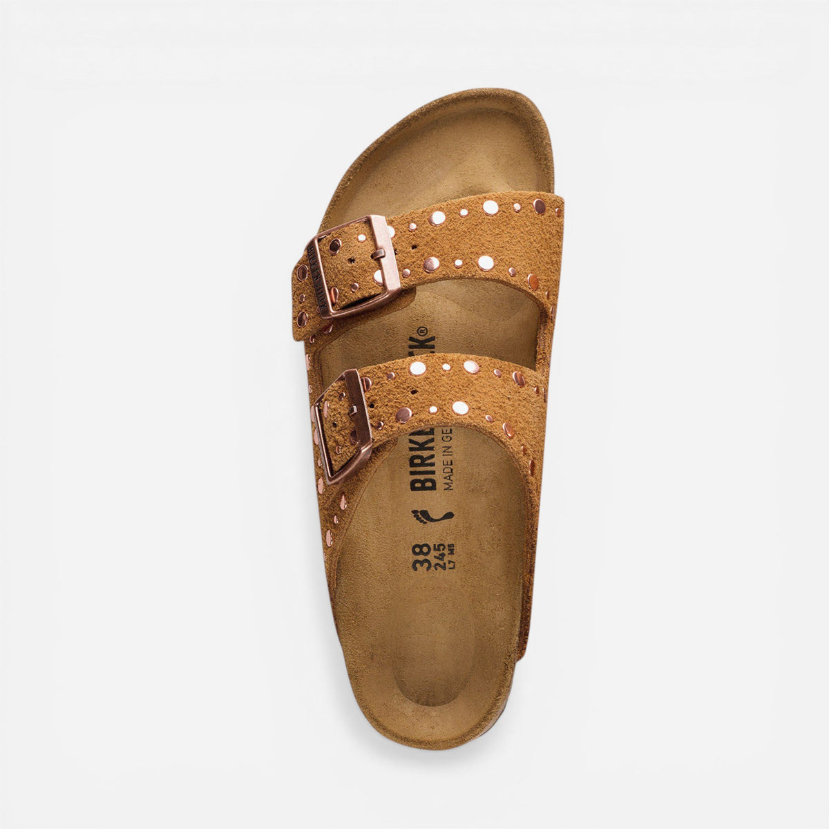 Arizona Rivet Mink Suede Leather Narrow