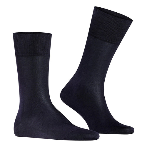 Dark Navy Falke Men's Tiago City Sock Calf Length Sheer Shimmery Cotton