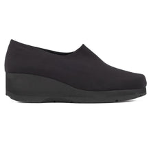 Load image into Gallery viewer, Black Thierry Rabotin Women&#39;s Dream Stretchy Microfiber Slip On Wedge Loafer Side View
