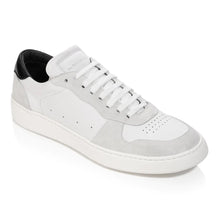 Load image into Gallery viewer, White And Grey With Black To Boot New York Men&#39;s Cheadle Leather And Suede Casual Sneaker Profile View
