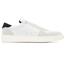 Load image into Gallery viewer, White And Grey With Black To Boot New York Men&#39;s Cheadle Leather And Suede Casual Sneaker Side View
