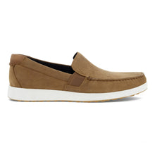 Load image into Gallery viewer, Camel Cognac Brown With White Ecco Men&#39;s S Lite Moc Slip On Perforated Nubuck Casual Loafer Side View
