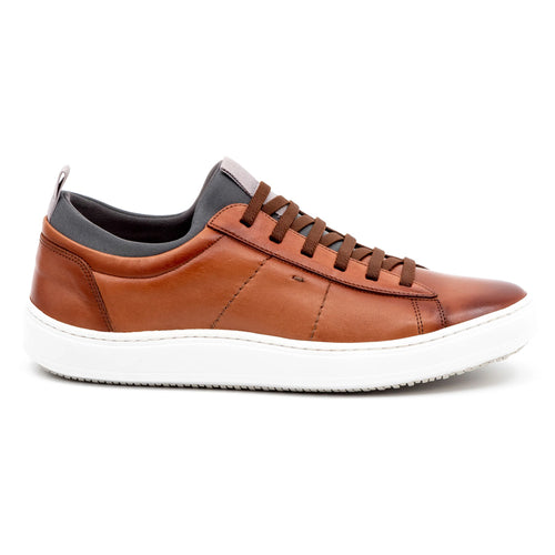 Whiskey Tan With White Sole Martin Dingman Men's Cameron Leather Casual Sneaker Side View
