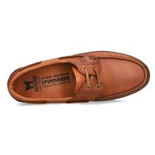 Load image into Gallery viewer, Rust Tan With Black Sole Mephisto Men&#39;s Hurrikan Leather Boat Shoe Loafer Top View
