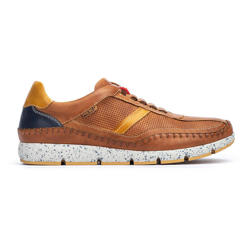 Tan With Yellow And Blue And White Pikolinos Men's Fuencarral M4U Leather And Perforated Leather Casual Sneaker