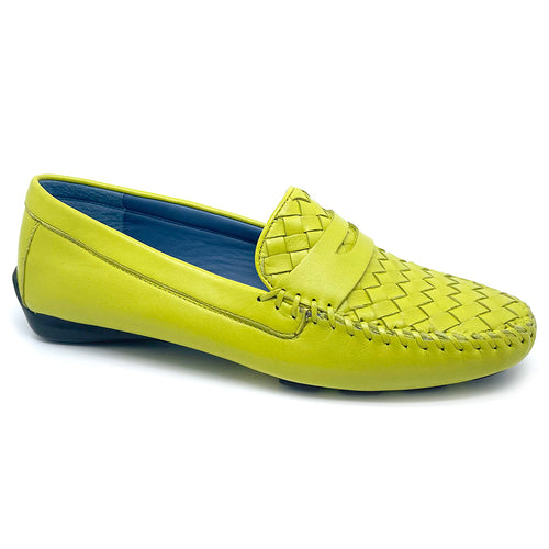 Kiwi Neon Green with Black Sole Robert Zur Women's Petra Loafer Glove Leather