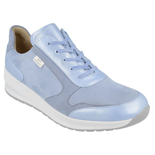 Sky Blue With White And Grey Sole Finn Comfort Women's Mori Suede And Stretch Casual Sneaker
