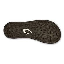 Load image into Gallery viewer, Dark Wood Brown Olukai Tuahine Leather And Mesh Thong Sandal Sole View
