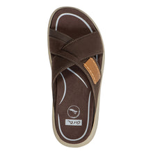 Load image into Gallery viewer, Brown And Tan With Beige Sole Ara Men&#39;s Santa Clarita Nubuck Cross Strap Sports Sandal Top View
