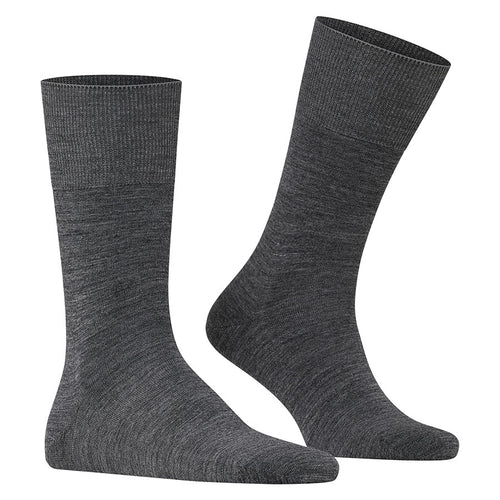 Dark Grey Falke Men's Airport Calf Length Wool Blend Sock