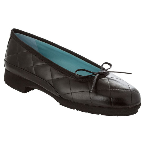 Black Thierry Rabotin Women's Genoa Quilted Leather Ballet Flat With Knot Detail