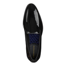 Load image into Gallery viewer, Black Johnston And Murphy Men&#39;s Gavney Slip On Patent Dress Loafer Top View
