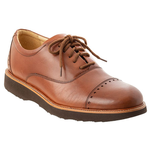 Whiskey Tan With Brown Sole Samuel Hubbard Men's Market Cap Toe Leather Casual Oxford Profile View