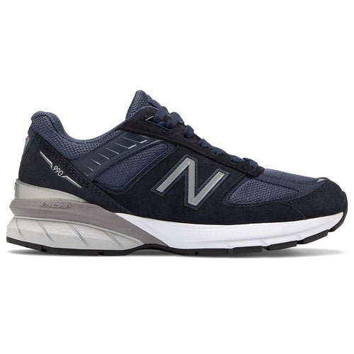 Navy With White Blue New Balance Women's W990NV5 Suede And Mesh Running Sneaker