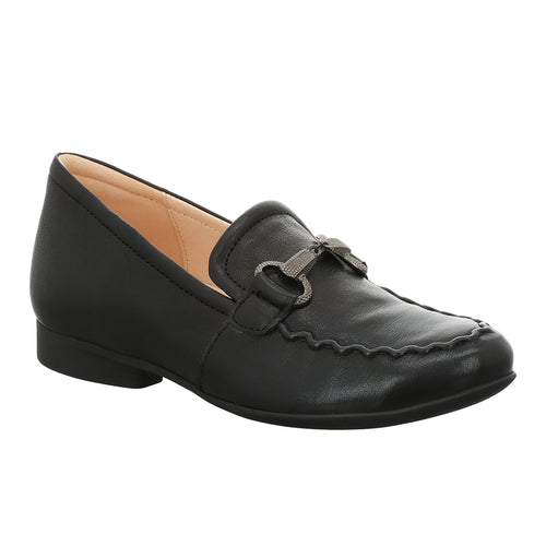 Black Think Women's Guad Loafer Leather Casual With Link Bit Profile View