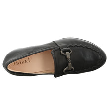 Load image into Gallery viewer, Black Think Women&#39;s Guad Loafer Leather Casual With Link Bit Top View
