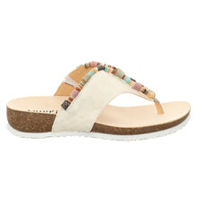 Load image into Gallery viewer, Ivory Off White With Multi Colored Rope Adornment Think Women&#39;s Julia Leather Thong Sandal Side View
