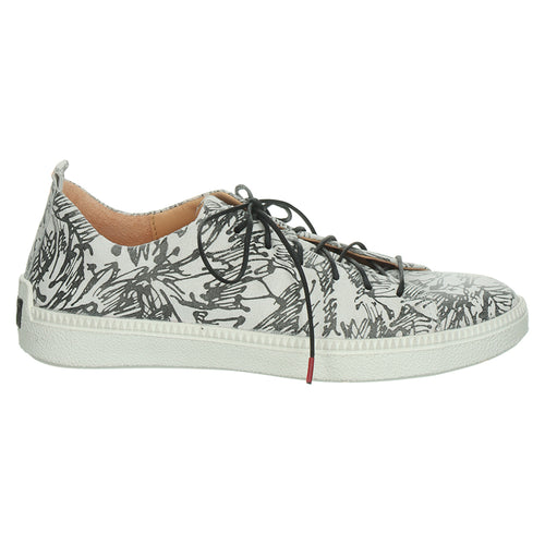 Bianco White With Black Design Think Women's Turna Sneaker Printed Leather Casual Sneaker