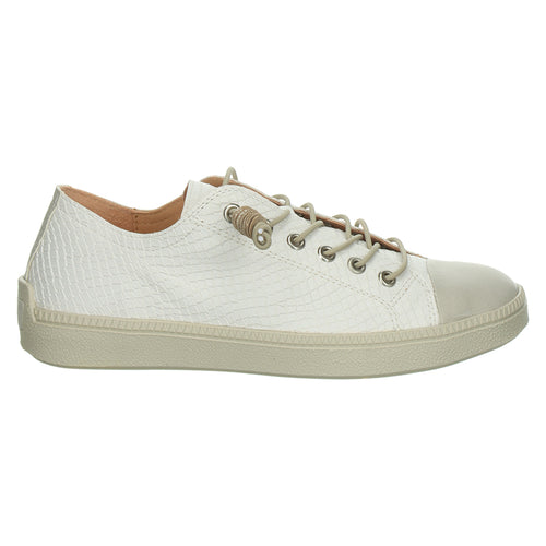 Bianco White With Grey Think Women's Turna Sneaker Snake Print Leather Casual Sneaker