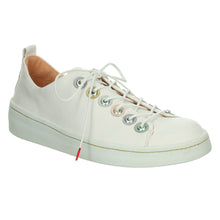 Load image into Gallery viewer, Bianco White And Multi Colored Eyelets Think Women&#39;s Kumi Casual Sneaker Leather Prof View
