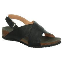 Load image into Gallery viewer, Black Think Women&#39;s Julia 000936 Leather Cross Strap Backstrap Sandal Profile View
