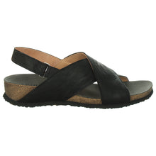 Load image into Gallery viewer, Black Think Women&#39;s Julia 000936 Leather Cross Strap Backstrap Sandal Side View
