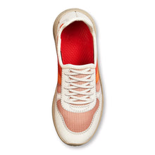 Load image into Gallery viewer, Mojave White With Orange And Pink With Light Brown Sole Psudo Women&#39;s Repreve Fabric Slip On Sneaker Top View

