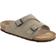 Load image into Gallery viewer, Taupe Grey With Black Sole Birkenstock Men&#39;s Zurich Double Buckle Strap Sandal Narrow Width Profile View
