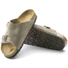 Load image into Gallery viewer, Taupe Grey With Black Sole Birkenstock Men&#39;s Zurich Double Buckle Strap Sandal Narrow Width Top Sole View
