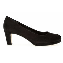 Load image into Gallery viewer, Black Gabor Women&#39;s 01260 Suede Mid Heel Dress Pump Side View
