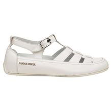 Load image into Gallery viewer, White Candice Cooper Women&#39;s Rock T Bar Leather Sporty Strappy Sandal Side View
