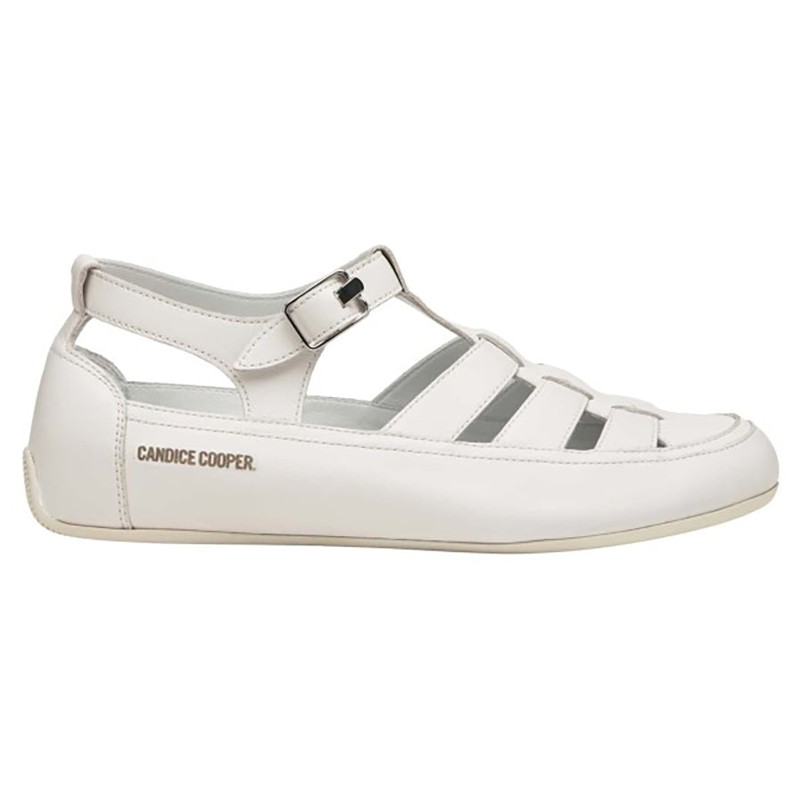 White Candice Cooper Women's Rock T Bar Leather Sporty Strappy Sandal Side View