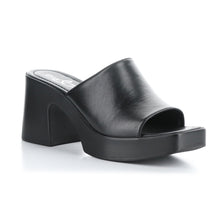 Load image into Gallery viewer, Black Bos &amp; Co Women&#39;s Vita Leather Block Heel Slide Sandal Profile View
