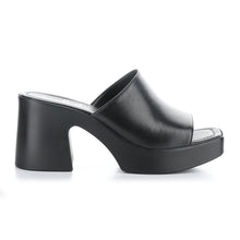 Load image into Gallery viewer, Black Bos &amp; Co Women&#39;s Vita Leather Block Heel Slide Sandal Side View
