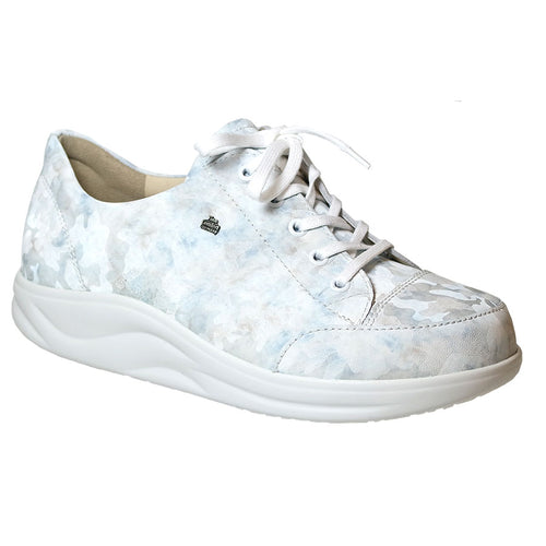 White With White And Blue Camouflage Finn Comfort Women's Ikebukuro Diva Leather Casual Sneaker