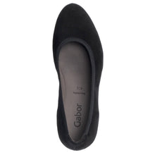 Load image into Gallery viewer, Black Gabor Women&#39;s 05320 Suede Slip On Wedge Top View
