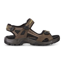 Load image into Gallery viewer, Tarmac Brown And Black Ecco Men&#39;s Yucatan Nubuck Sport Sandal Side View

