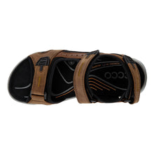 Load image into Gallery viewer, Espresso Cocoa Brown With Black And Grey Ecco Men&#39;s Yucatan Nubuck And Mesh Sport Sandal Top View
