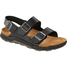 Load image into Gallery viewer, Black Birkenstock Men&#39;s Milano Oiled Leather Triple Strap Sandal Profile View
