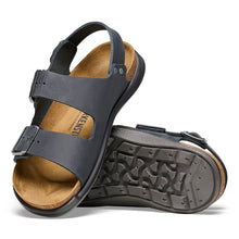 Load image into Gallery viewer, Black Birkenstock Men&#39;s Milano Oiled Leather Triple Strap Sandal Top Sole View
