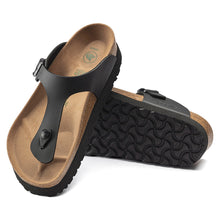 Load image into Gallery viewer, Black Birkenstock Women&#39;s Gizeh Vegan Platform Birko Flor Thong Sandal Top Sole View
