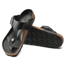 Load image into Gallery viewer, Black Birkenstock Women&#39;s Gizeh Big Buckle Leather Thong Sandal Top Sole View
