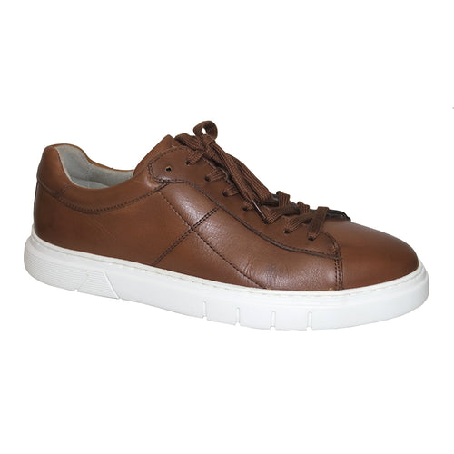 Cognac Brown With White Sole Gabor Men's 1023-10 Leather Casual Sneaker Profile View