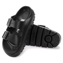 Load image into Gallery viewer, Black Birkenstock Women&#39;s Arizona Chunky Leather Double Strap Platform Sandal Top Sole View
