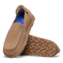 Load image into Gallery viewer, Taupe Light Brown Birkenstock Women&#39;s Suede Casual Moccasin Narrow Width Top Sole View
