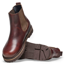 Load image into Gallery viewer, Chocolate Brown Birkenstock Women&#39;s Highwood Slip On Boot Chelsea Top Sole View
