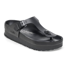 Load image into Gallery viewer, Black Birkenstock Women&#39;s Gizeh Flex Platform Leather Thong Sandal Profile View
