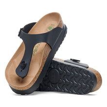 Load image into Gallery viewer, Black Birkenstock Women&#39;s Gizeh Flex Platform Birko Flor Thong Sandal Top Sole View
