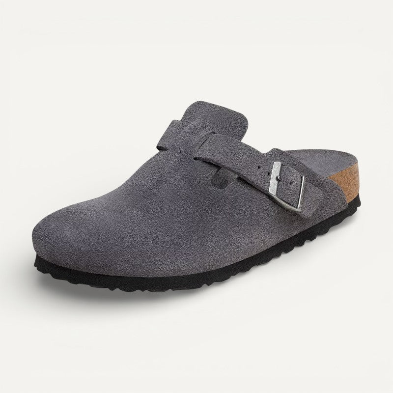 Boston Men's Charcoal Suede Leather Regular