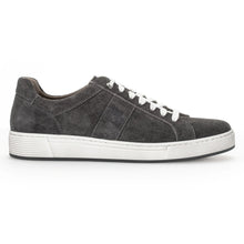 Load image into Gallery viewer, Platinum Dark Grey And White With Black Sole Gabor Men&#39;s 1040 Suede Casual Sneaker Profile View
